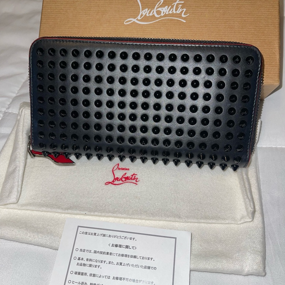 Christian Louboutin Black Studded Panettone Zip-Around Wallet